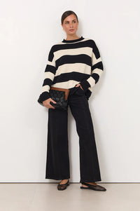 Lucille Long Sleeve Knit Jumper Black/Cream
