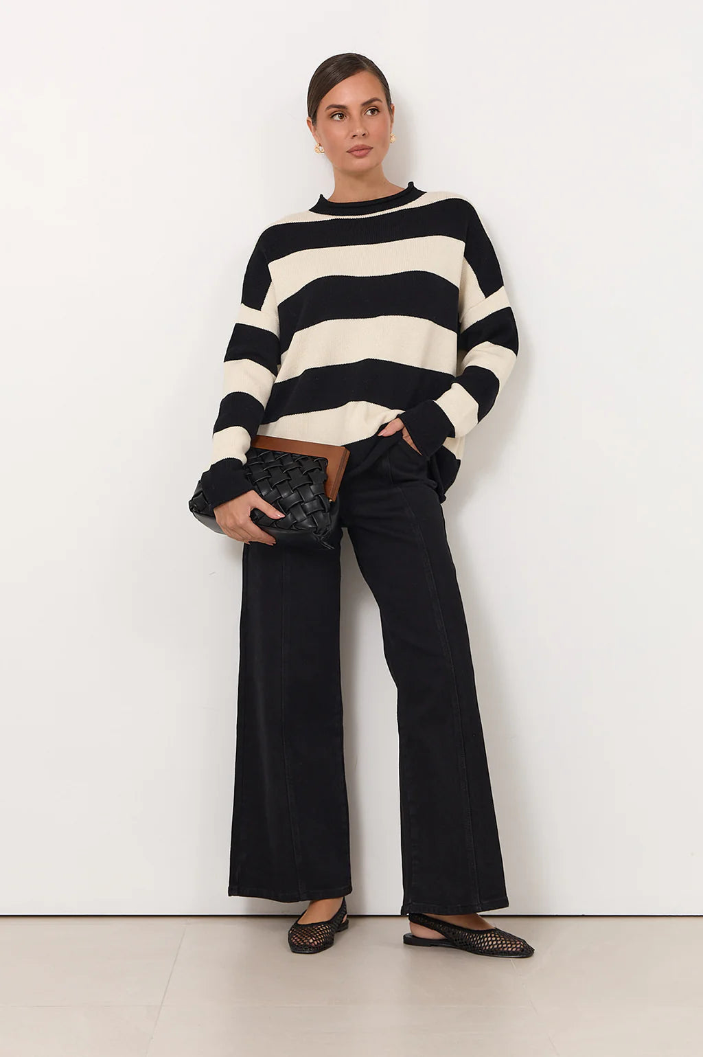 Lucille Long Sleeve Knit Jumper Black/Cream