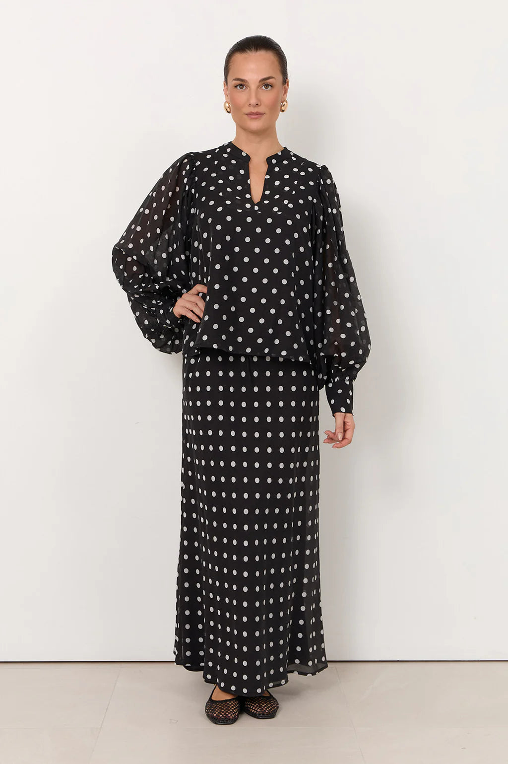 Miranda Long Sleeve Top Black Spot