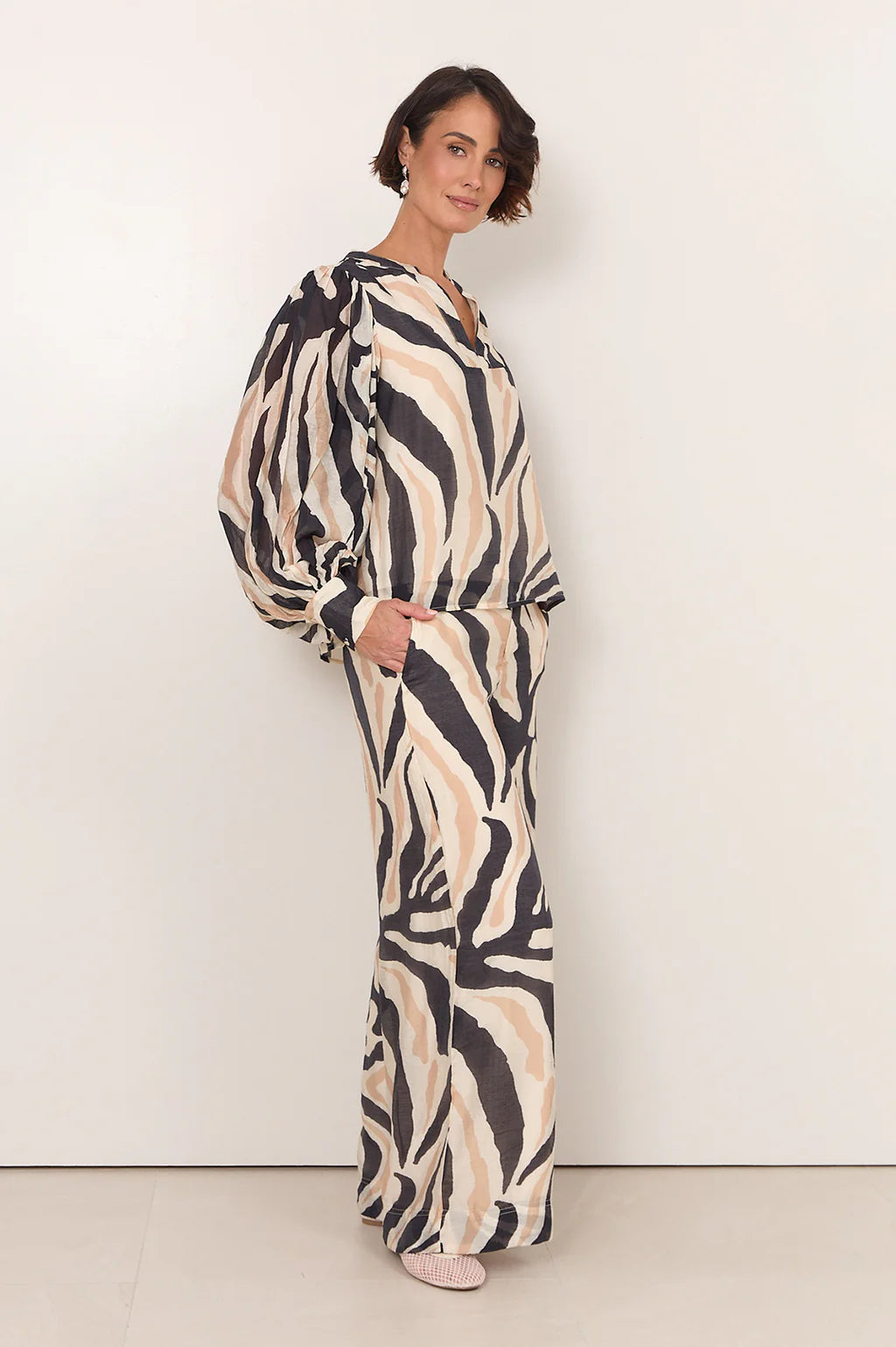 Addison Zebra Print Long Sleeve Top