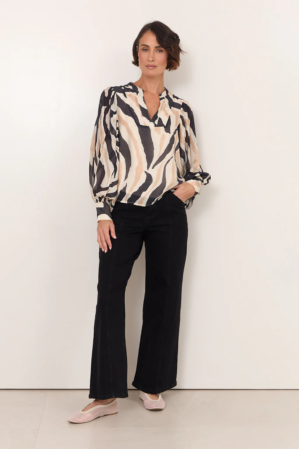 Addison Zebra Print Long Sleeve Top