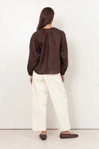 Azari Linen Top Chocolate