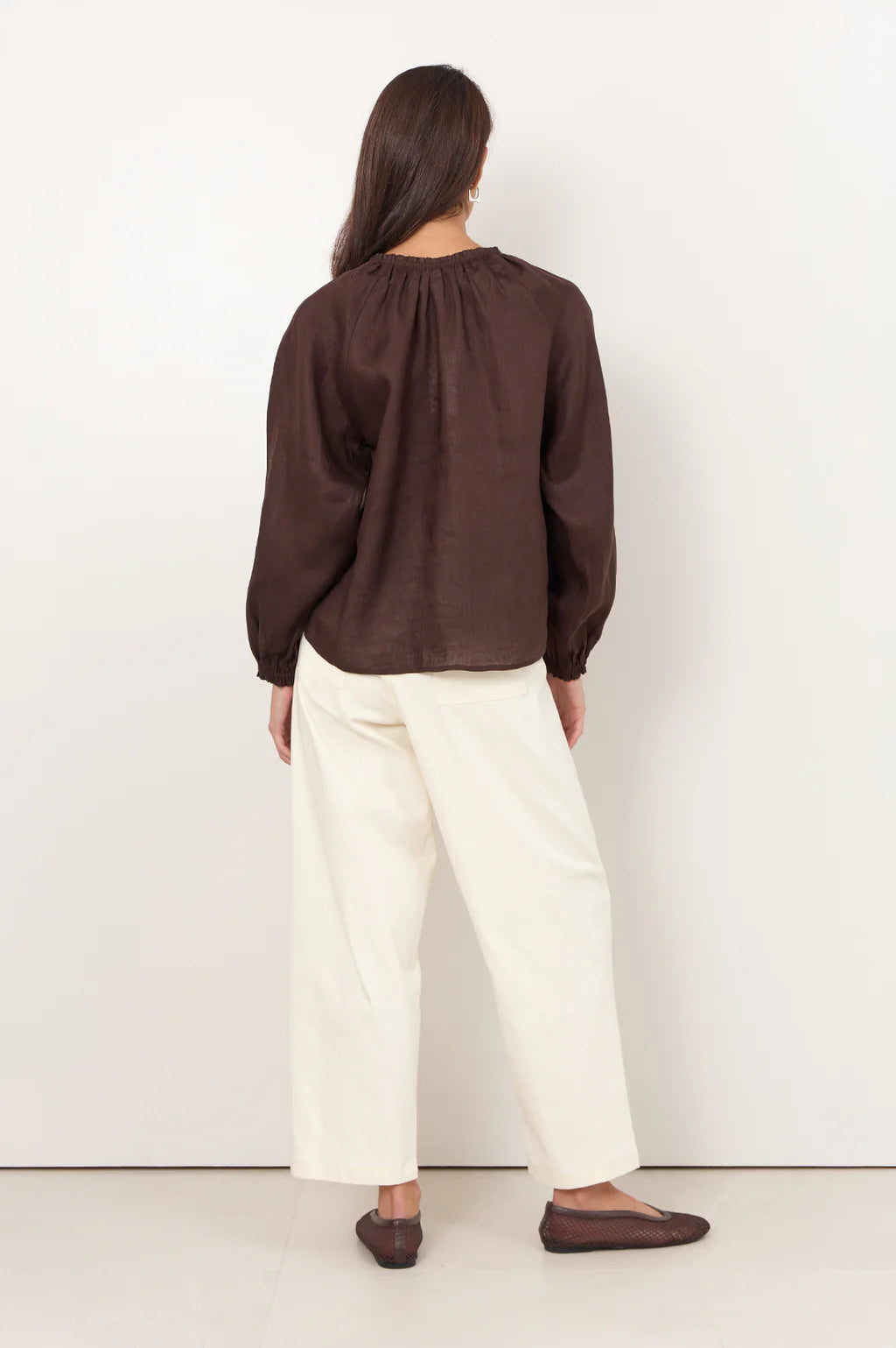 Azari Linen Top Chocolate