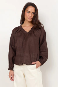 Azari Linen Top Chocolate