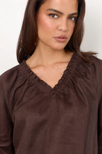 Azari Linen Top Chocolate