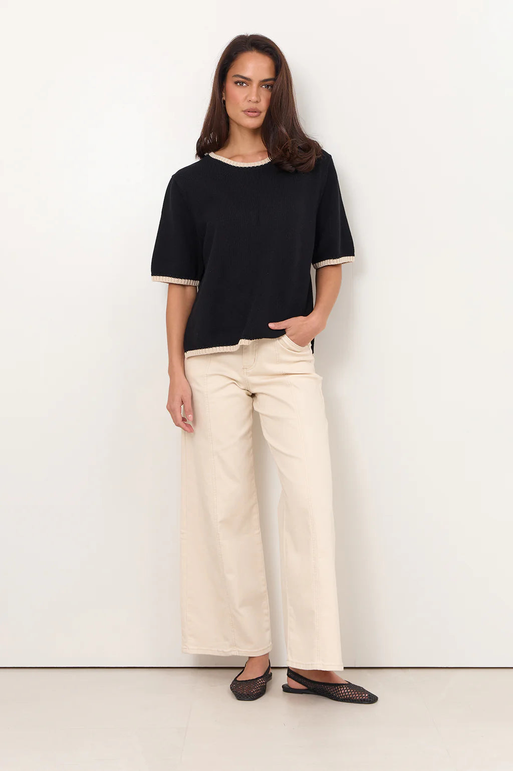 Brigitte Contrast Trim Knit Black