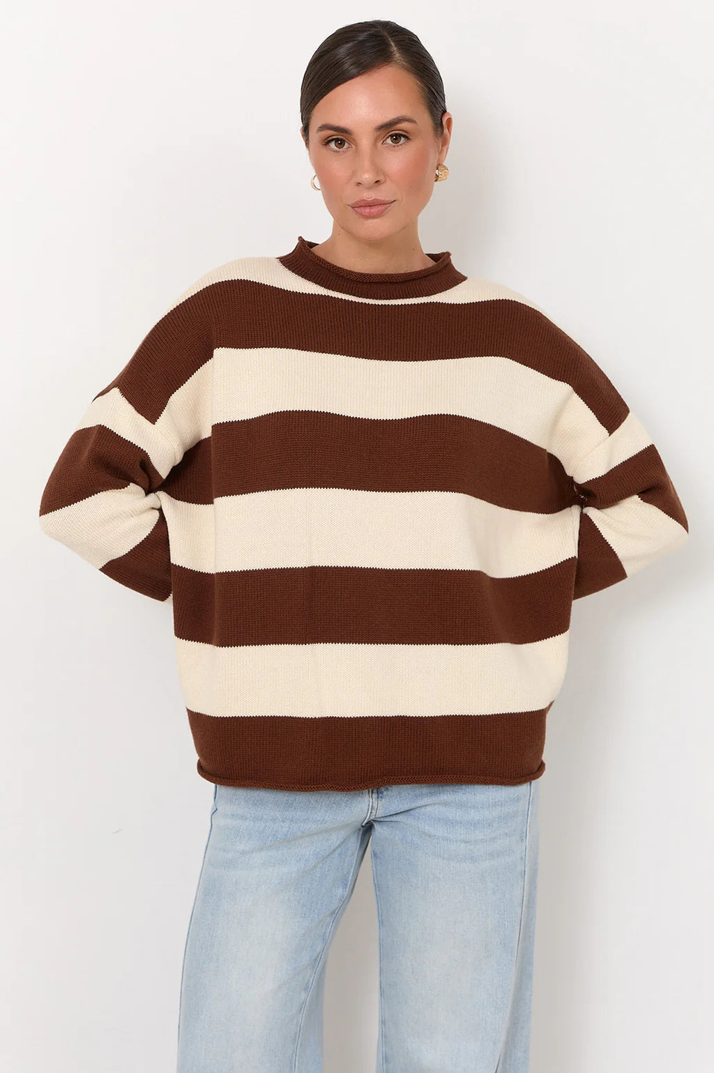 Lucille Long Sleeve Knit Jumper Choc/Cream