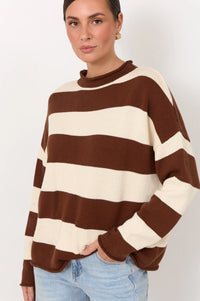Lucille Long Sleeve Knit Jumper Choc/Cream