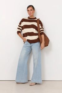 Lucille Long Sleeve Knit Jumper Choc/Cream