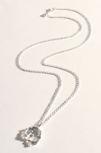 Long Pansy Pendant Necklace Silver