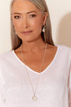 Long Pansy Pendant Necklace Silver