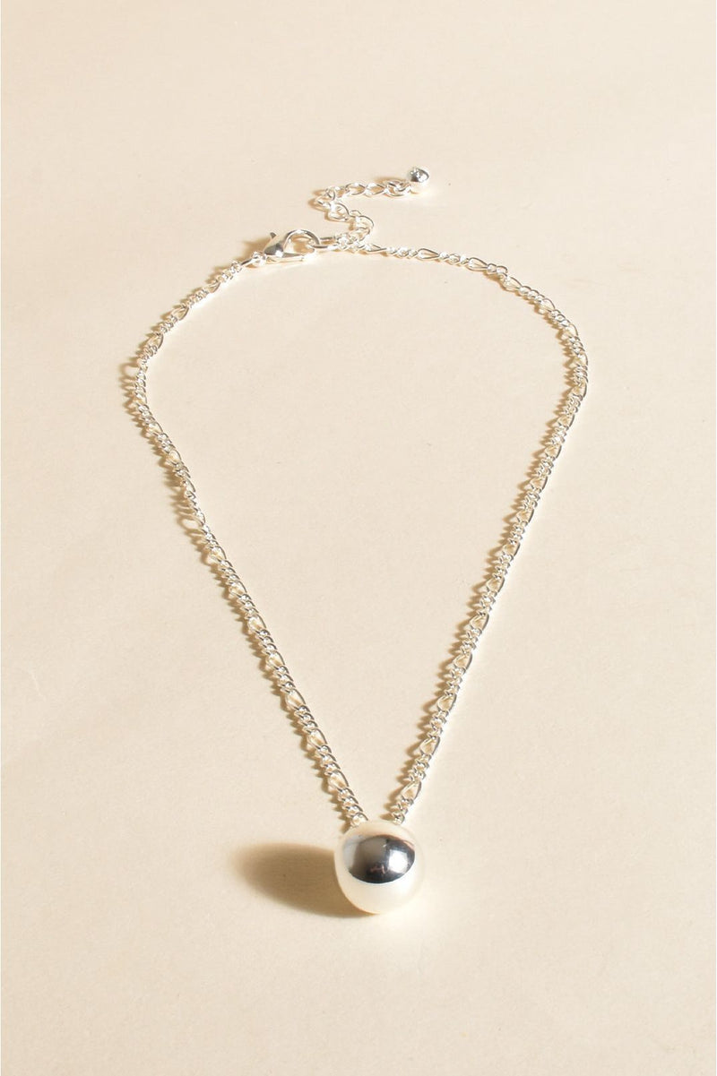 Archer Mid Length Ball Necklace Silver