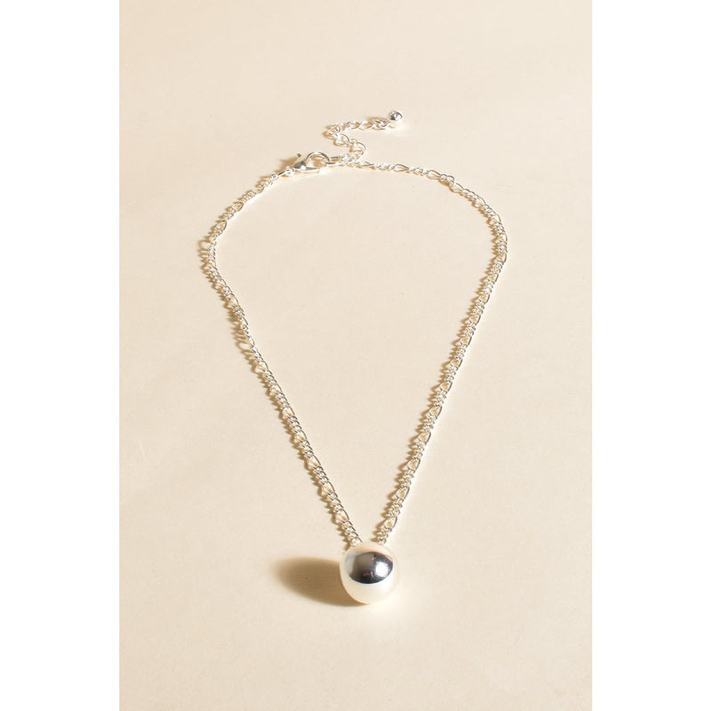 Archer Mid Length Ball Necklace Silver