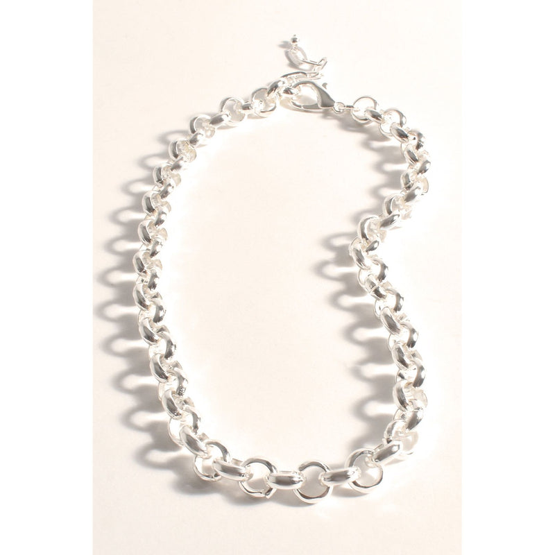 Classic Metal Belcher Chain Necklace Silver