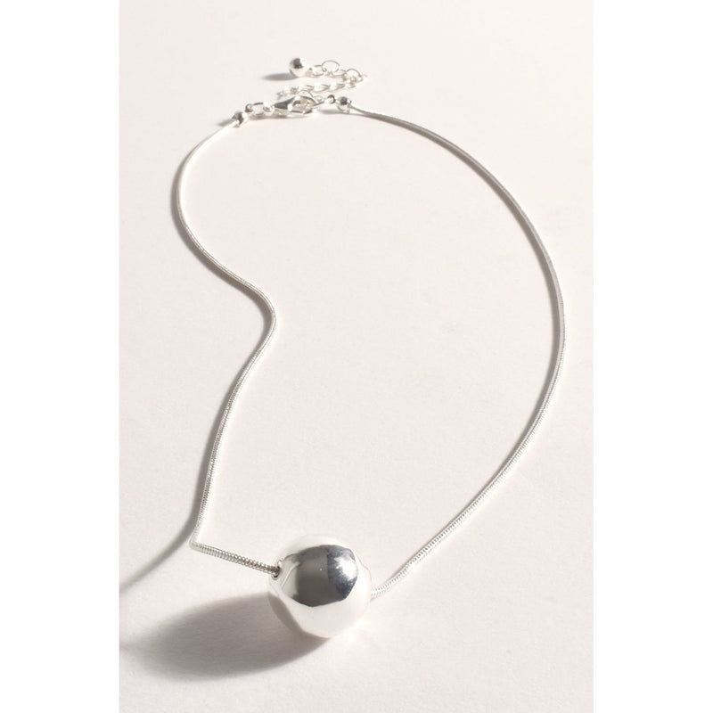 Metal Ball Snake Chain Necklace Silver