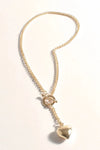 Rope Chain Heart Drop Necklace Gold