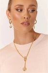 Rope Chain Heart Drop Necklace Gold