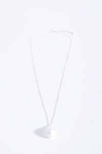 Fine Long Chain Baroque Necklace Cream Silver