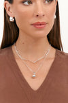 Layered Ball Drop Necklace Silver