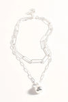Layered Ball Drop Necklace Silver