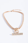Diamante Fob Drop Necklace Gold