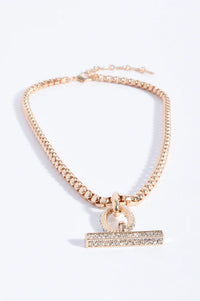 Diamante Fob Drop Necklace Gold
