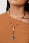 Long Heart Fob Necklace Gold