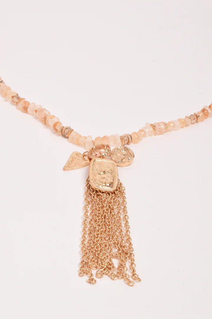Long Boho Tassel Necklace Camel