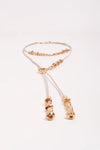 Long Layered Cord Metal Bead Necklace Camel