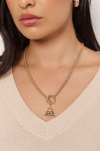 Interest Chain Diamante Fob Necklace Gold