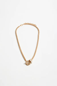 Interest Chain Diamante Fob Necklace Gold
