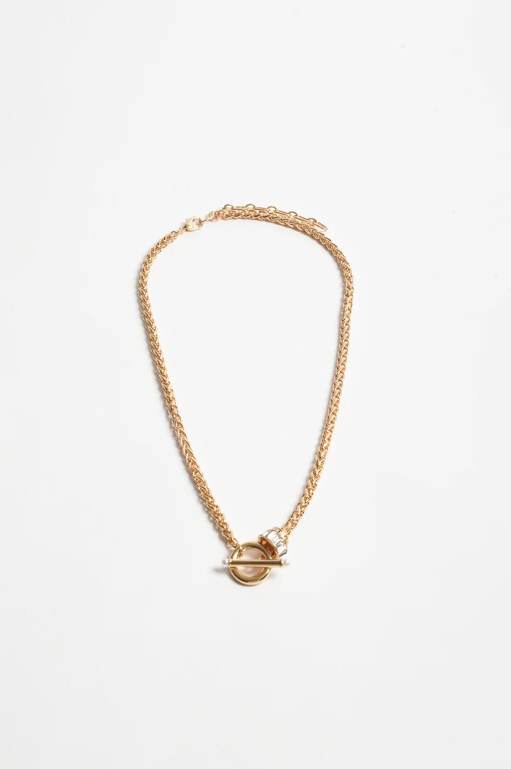 Interest Chain Diamante Fob Necklace Gold