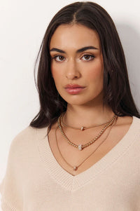 Layered Diamante Necklace Gold