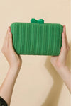 Everleigh Fine Pleat Resin Clasp Clutch Green