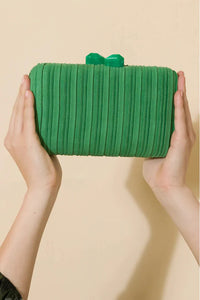 Everleigh Fine Pleat Resin Clasp Clutch Green