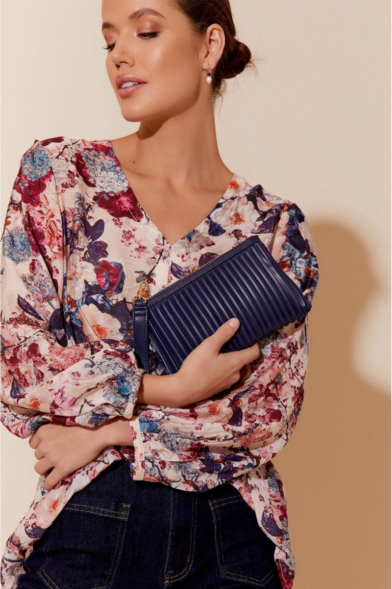 Amara Pleat Pouch Navy