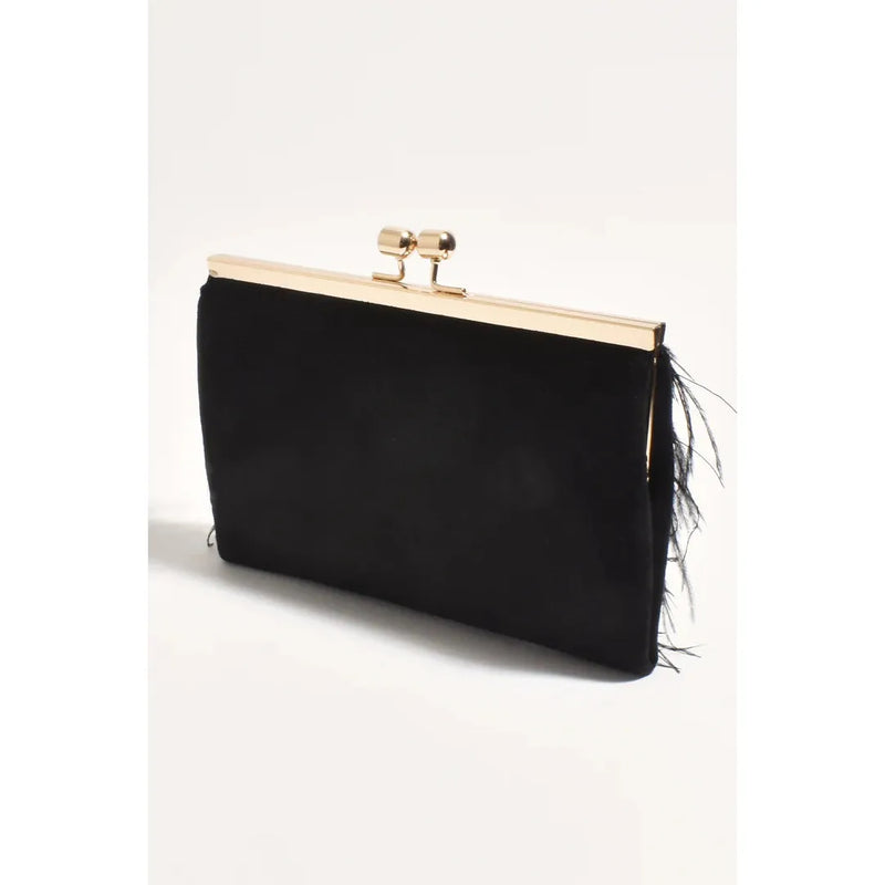 Cher Feather Floaty Clutch Black