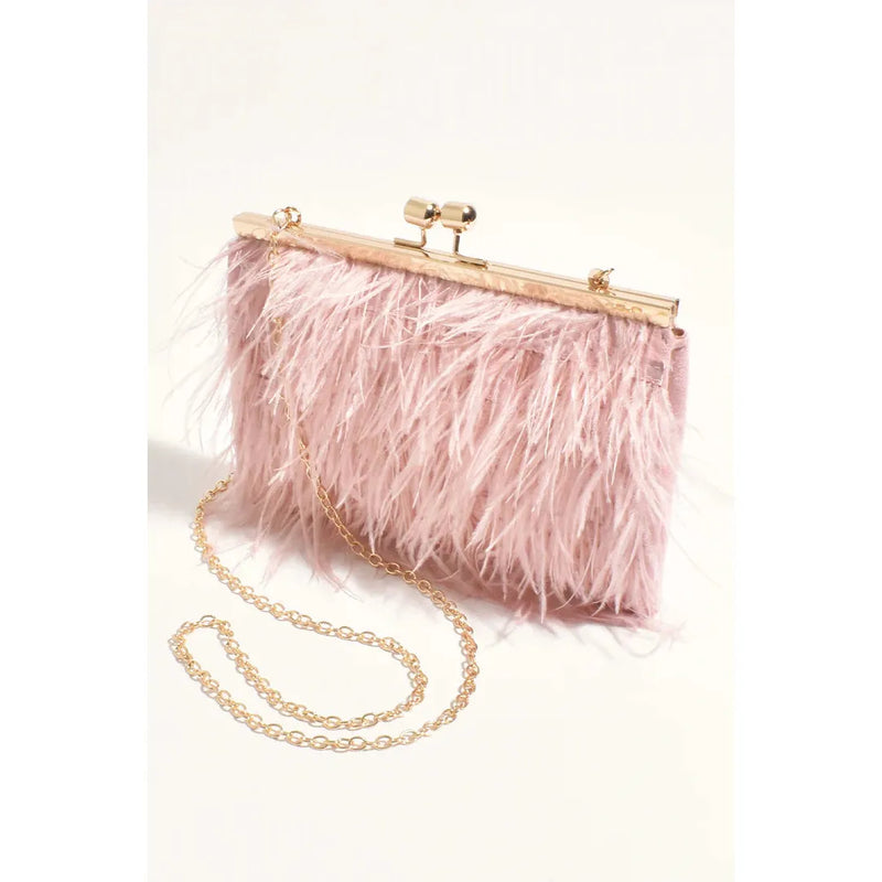 Cher Feather Floaty Clutch Nude