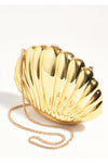 Marina Metal Shell Structured Clutch Gold