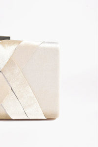 Marjorie Plait Velvet Structured Clutch Cream