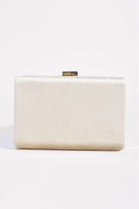 Marjorie Plait Velvet Structured Clutch Cream