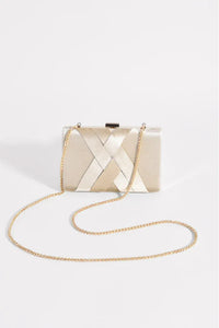 Marjorie Plait Velvet Structured Clutch Cream