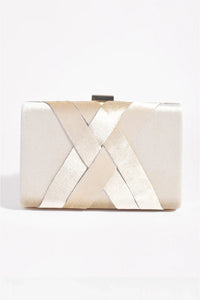 Marjorie Plait Velvet Structured Clutch Cream