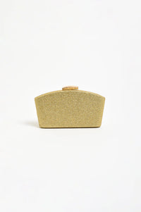 Valencia Glitter Curve Top Structured Clutch Gold