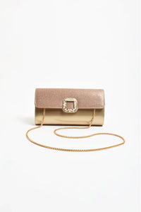 Dolores Diamante Clasp Foldover Clutch Gold