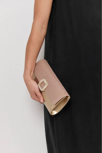 Dolores Diamante Clasp Foldover Clutch Gold