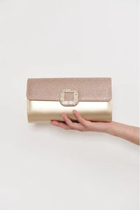 Dolores Diamante Clasp Foldover Clutch Gold