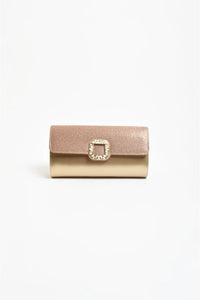Dolores Diamante Clasp Foldover Clutch Gold