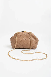 Amelie Weave Clutch Camel