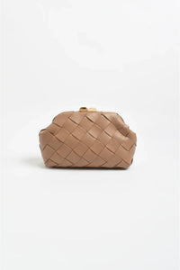Amelie Weave Clutch Camel